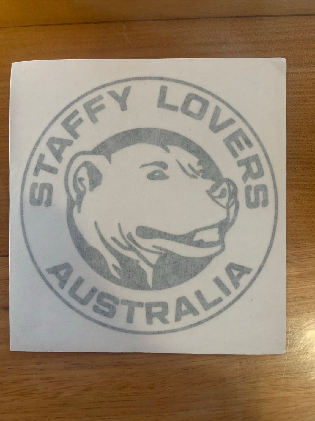 Staffy Lovers Australia vinyl transfer sticker