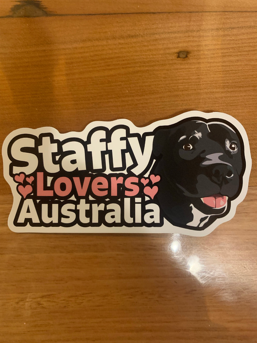 Staffy lovers Australia vinyl love hearts